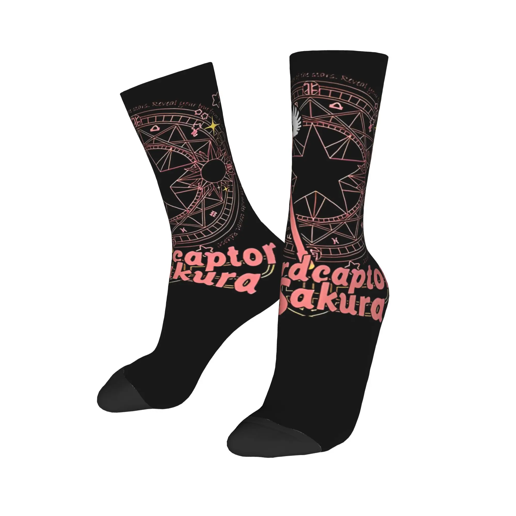 Funny Sock Bandai Cardcaptor Sakura Magic Circle Hip Hop Seamless Pattern Printed Men Crew Socks Novelty Men's Socks