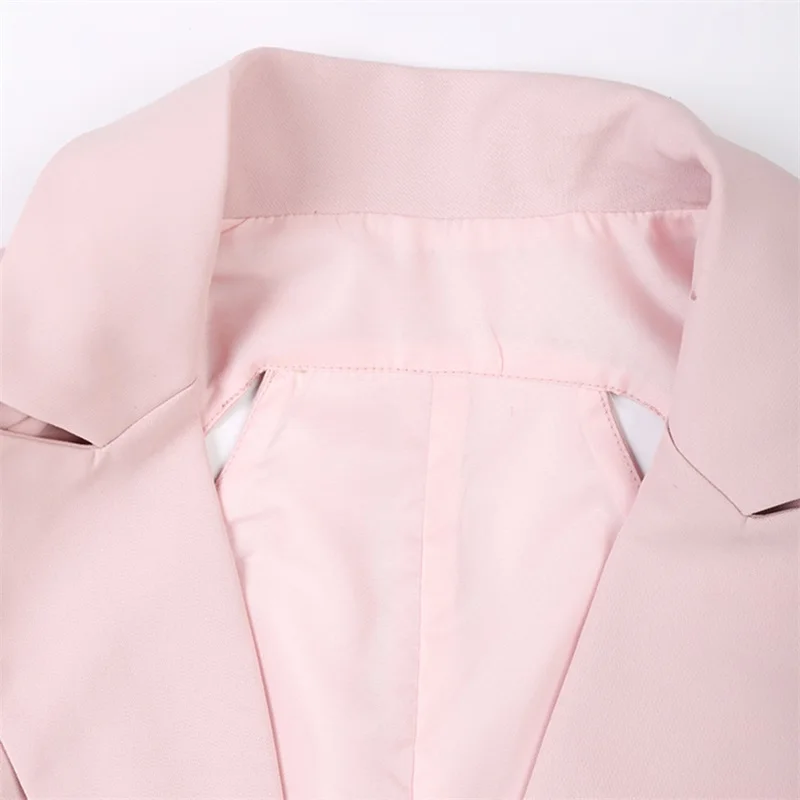 Blazer à manches longues à un bouton pour femme, revers découpés imbibés, resserrement de la taille, rose élégant, noir, nouveauté, en stock