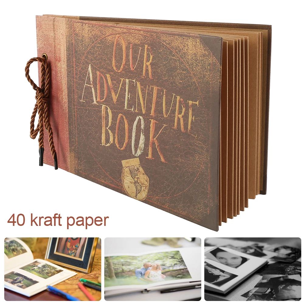 New 160 Page DIY Travel Photo Album Our Adventure Book Leather Retro Creative Anniversary Album Wedding Memory Mother\'s Day Gift