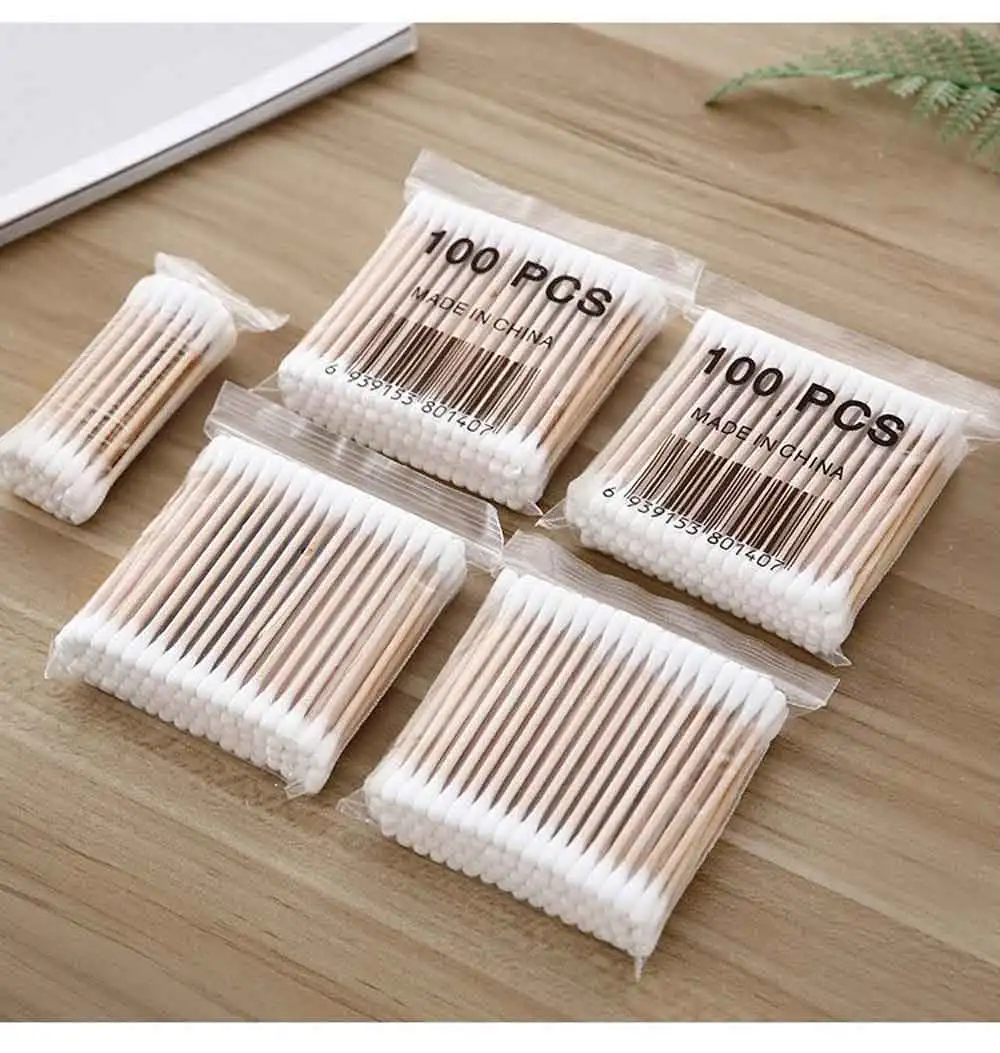 vvocci Nose Ears Cleaning Double Head Wood Swab Women 100/500pcs Makeup Tools Lipstik Cotton Buds Tip Sticks Bastoncillos Oidos