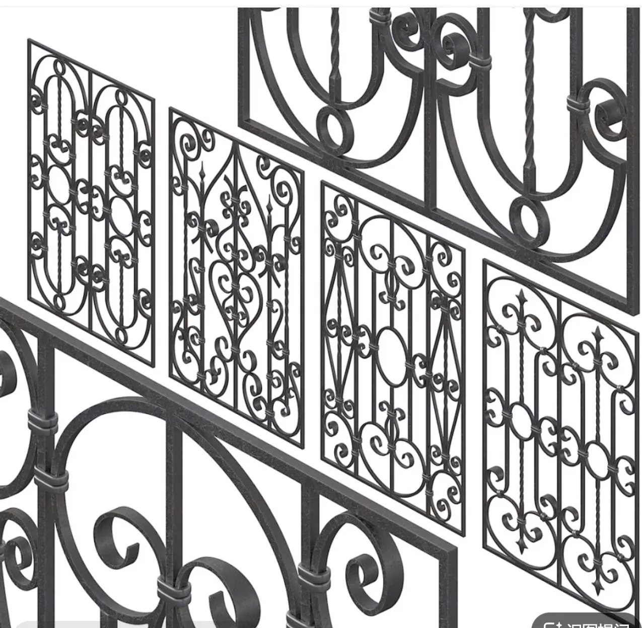 Classic European Hand Forged Wrought Iron Railing Handrail Iron Balcony Design