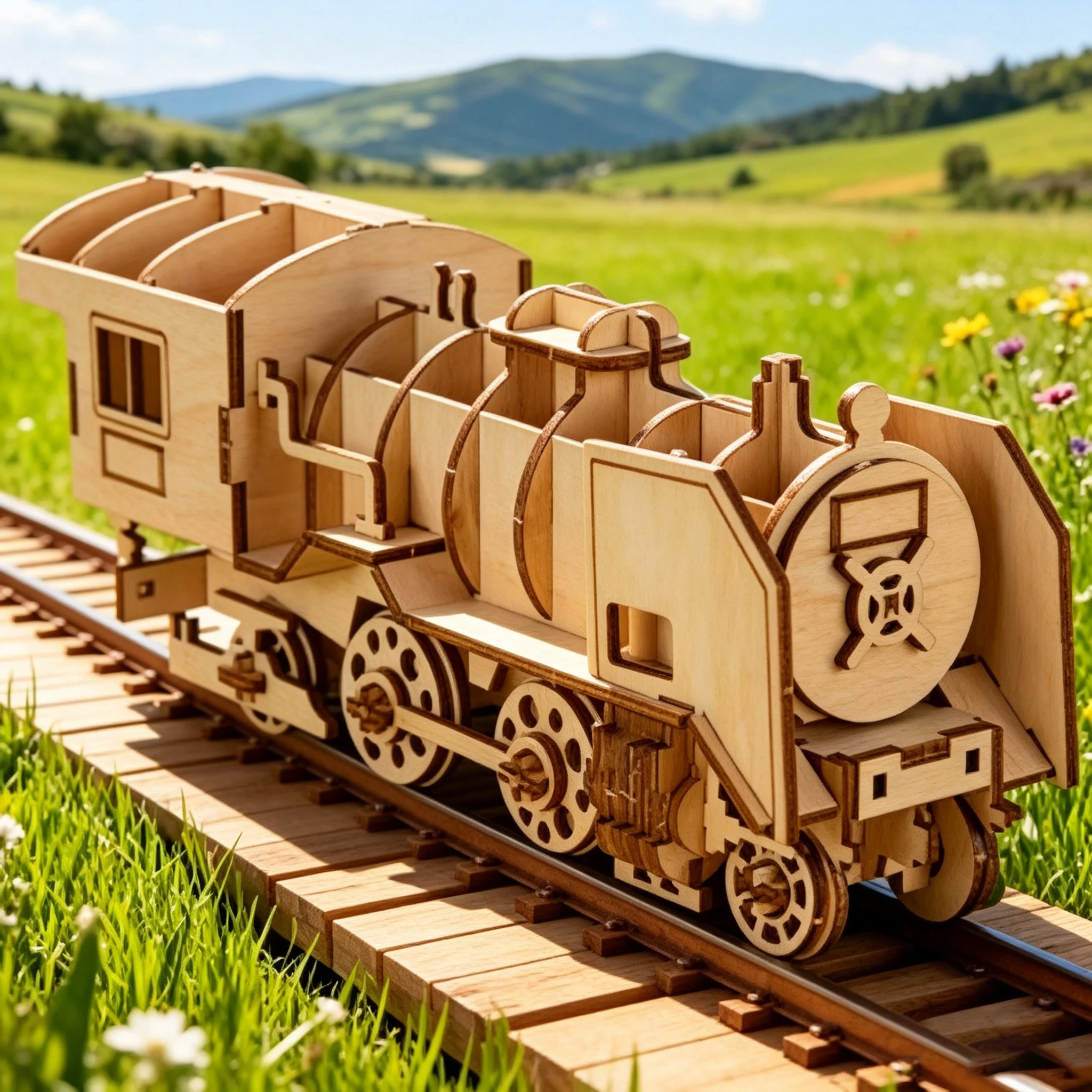 DIY Vintage Steam Locomotive 3D Wooden Puzzle Model, Retro Train Collectible Desktop Decor Gift
