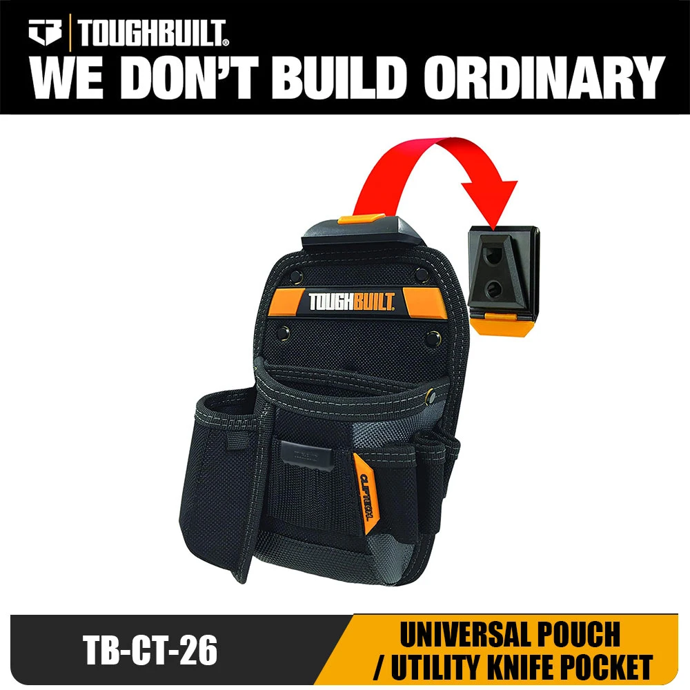 Original TOUGHBUILT TB-CT-26 ClipTech Universal Pouch Utility Knife Pocket Heavy Duty Tool Belt Pouch for Construction