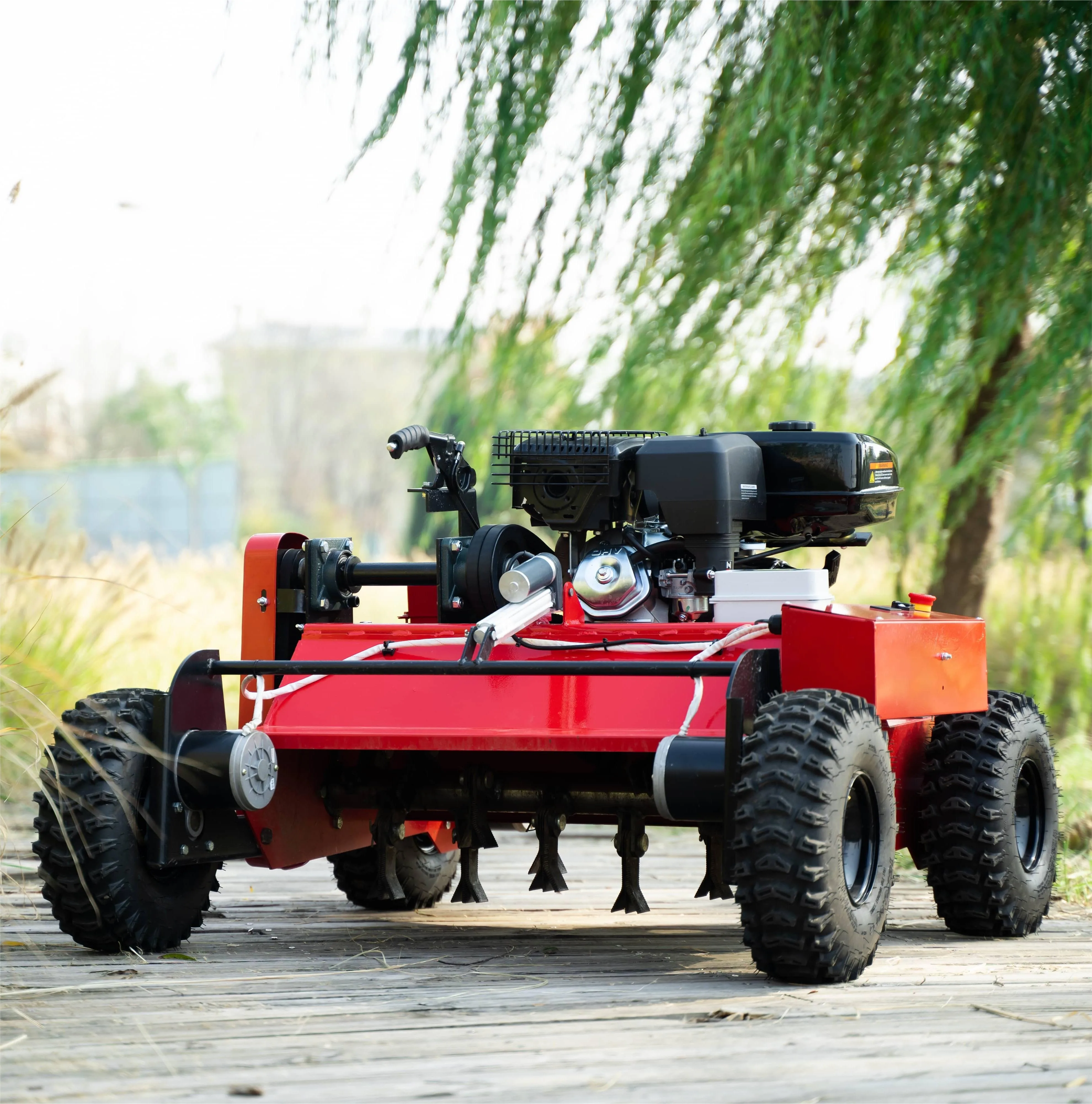 Flail type multi-function wheeled gasoline zero-turn intelligent remote control lawn mower