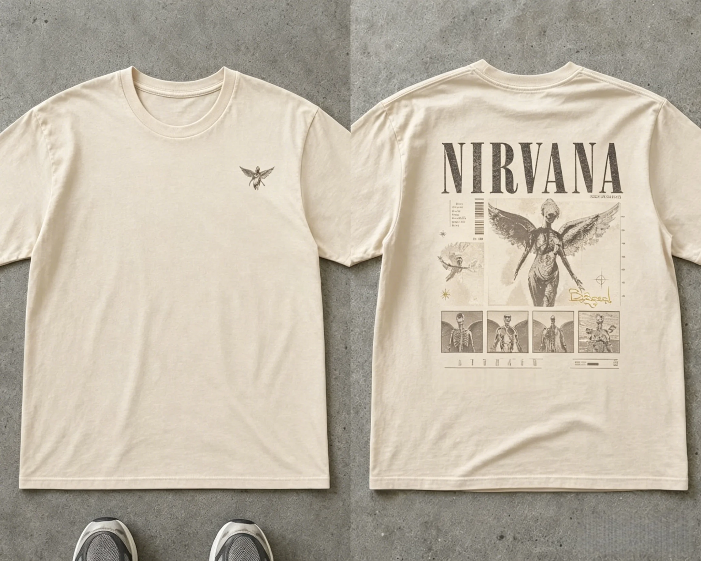 Nirvana Lithium Vintage Angel Baumwoll-T-Shirt 2026 Sommer Herren Damen Retro Übergroß Locker Streetwear Y2k-Stil Sportbekleidung – Detail 5