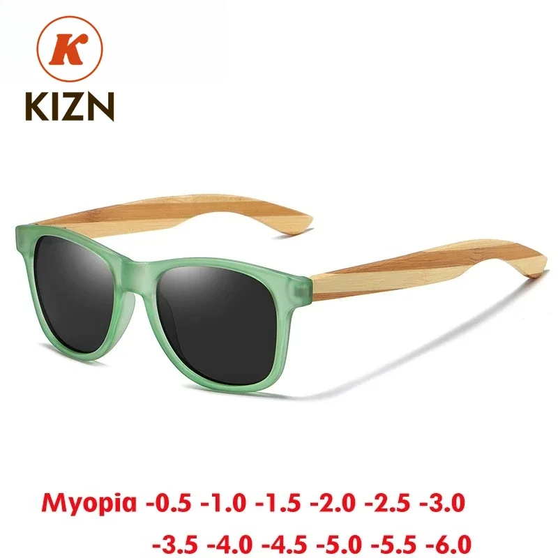 

Очки KIZN из натурального дерева ручной работы для коррекции близорукости, НОВИНКА, мужские поляризационные очки, зеленые женские оптические очки по рецепту от -0.50 до -10