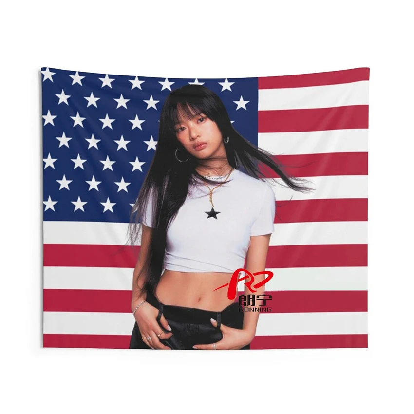 Hanni America Flag Tapestry 3X5FT Kpop Funny Room Merch Gift Wall Banner For Bedroom Living Room Dorm Vivid Color Decor