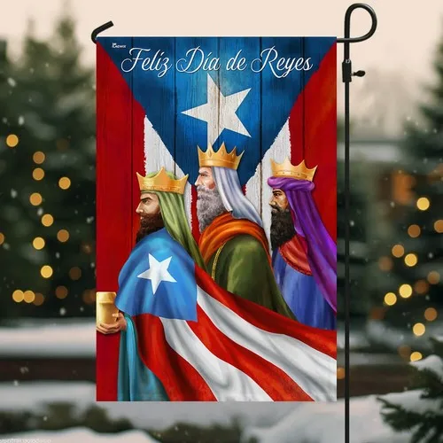 Three Kings Puerto Rico Feliz Día de Reyes Flag Nativity Welcome Flag HHZ UUV HHM WZZ yyi