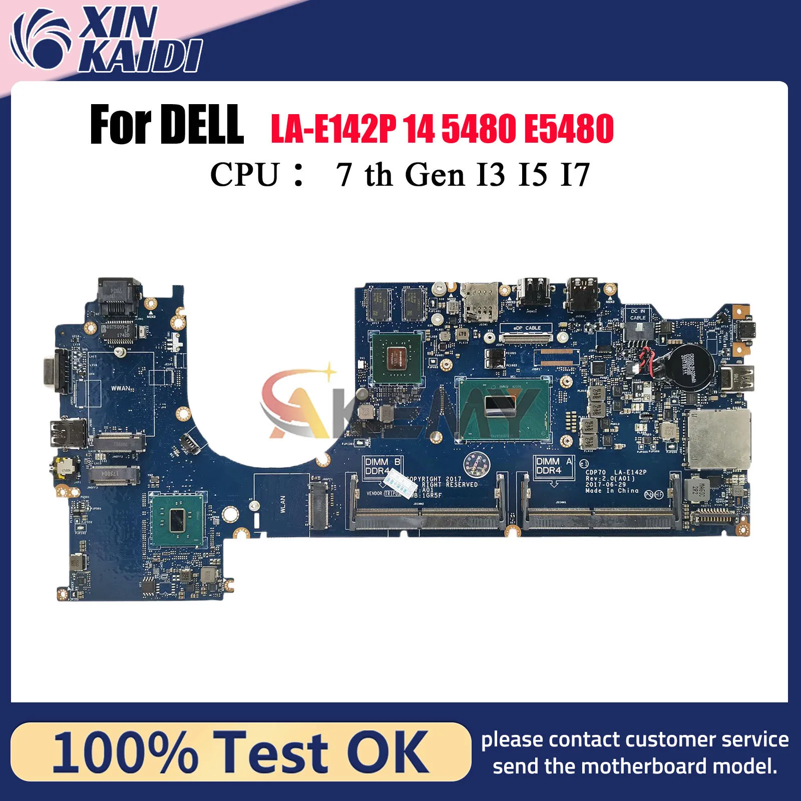 

Материнская плата для ноутбука Dell Latitude 5480 LA-E142P с процессором i5 i7 0JNY4X 082YCP 0HWNFC 0M11M5, 100% полное тестирование