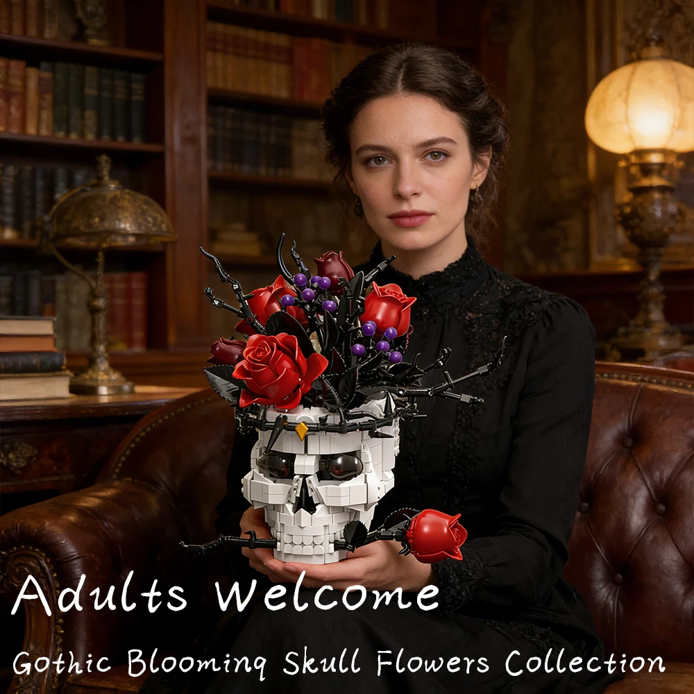 

Новинка 2026: Блоки-конструктор «Вечные розы-черепа» для подарков, DIY-реквизит для фотосессий, сборка, декор для дома, MOC, готический цветочный букет