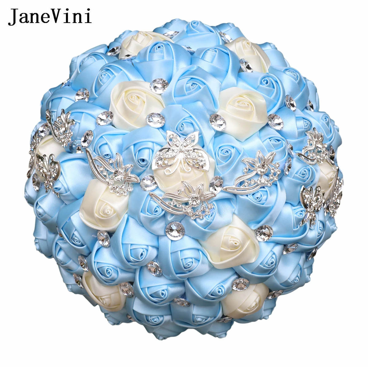 JaneVini-Bouquets de Main de Patients en Ivoire, Style Coréen, Strass de Luxe, Satin Artificiel, Fleur de Poubelle Mariée, Offre Spéciale