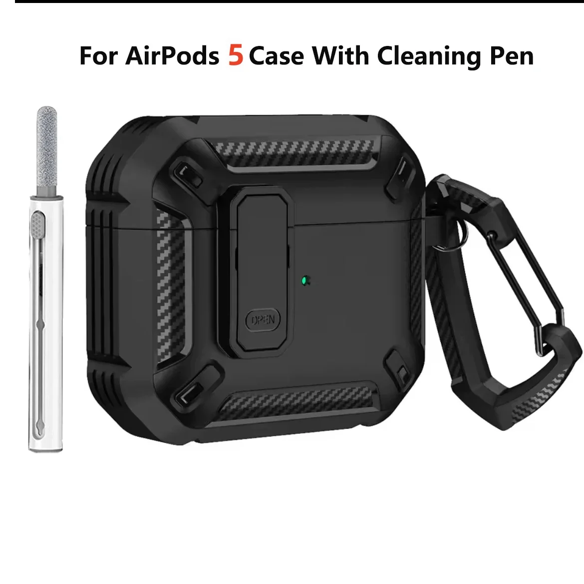 Armor Cases Funda For AirPods 5（2026）/4 Cases Secure Lock Cover With Cleaning Pen Shockproof Headphone Wireless Accessories Box