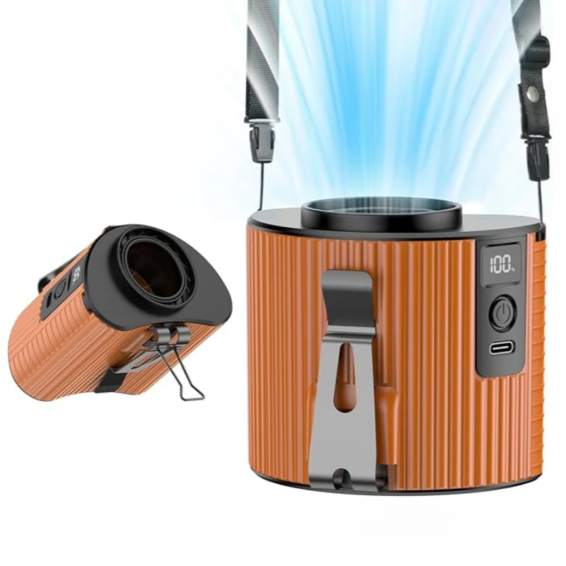 

Вентилятор на пояс с креплением, 5 скоростей, 20 часов работы от батареи, в комплекте с ремешком, идеально подходит для путешествий и офиса (оранжевый)