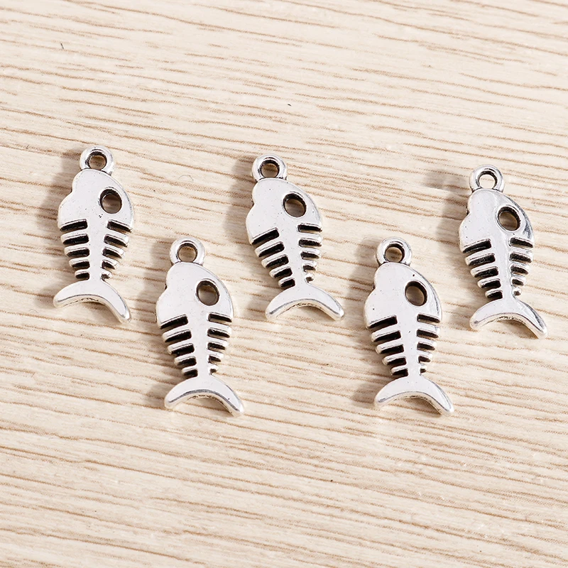 30 Stück 7x17mm Niedliche Legierungs-Fischgräten-Anhänger für die Herstellung von Ohrringen, Anhängern, Halsketten, DIY Handgemachten Armbändern und Schmuckzubehör – Detail 5