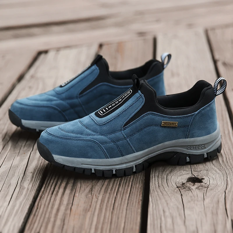 

Mens Hiking Shoes Autumn Breathable Suede Leather Non Slip Walking Shoes 2025 Fashion Comfort Flat Sneakers for Man