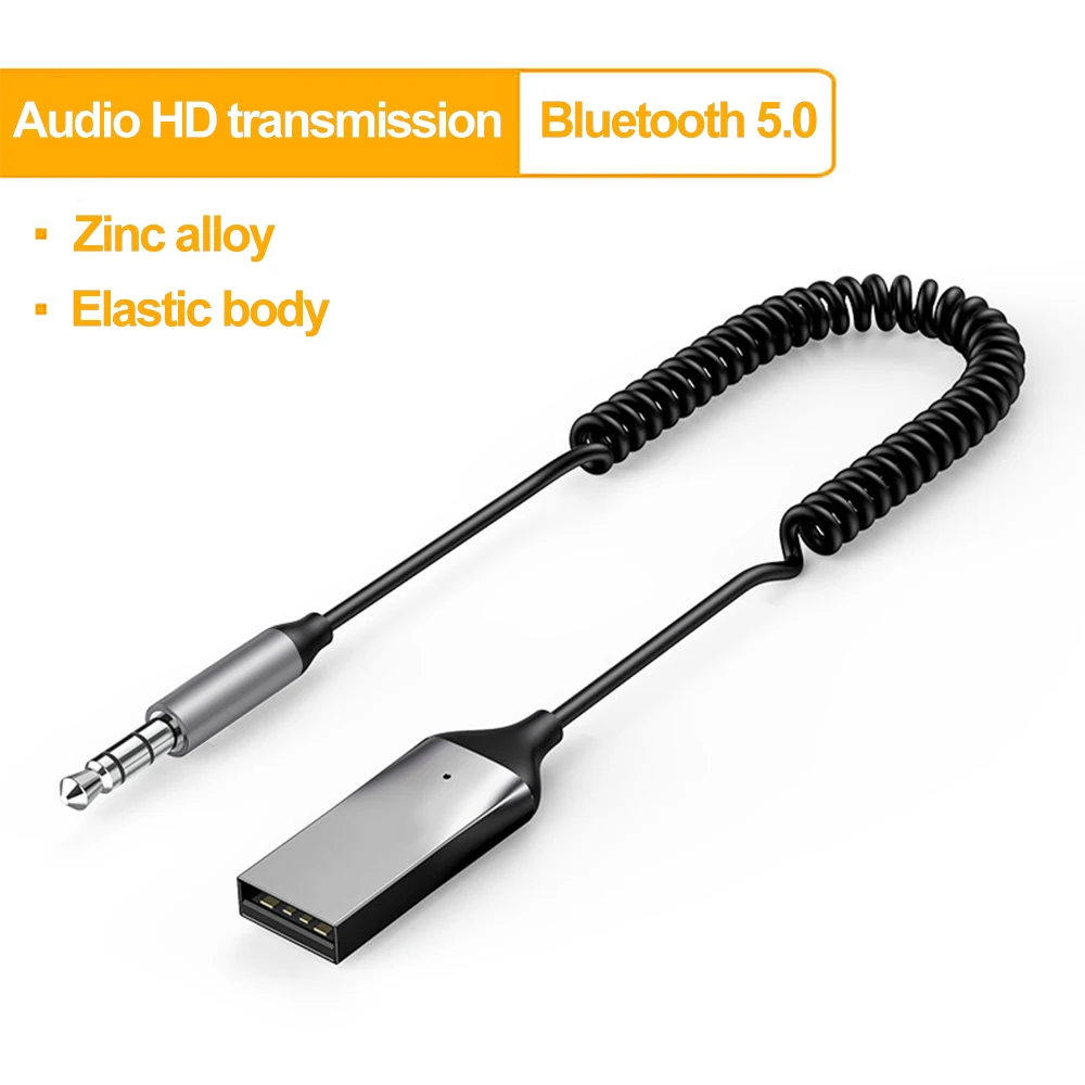 Bluetooth 5.0 AUX Car Adapter USB To 3.5mm Jack Dongle Cable Handfree Car Kit Wireless Car Bluetooth Transmitter Receiver