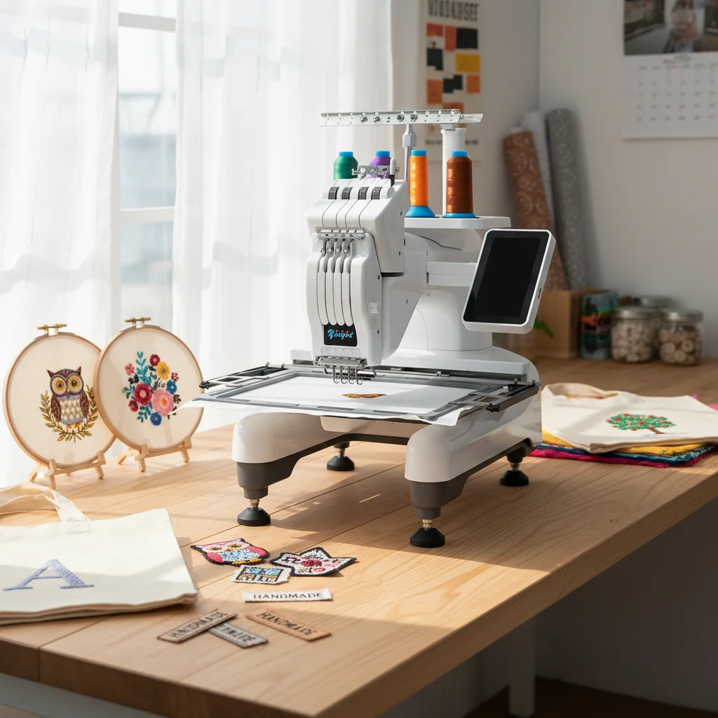 Yinghe New Single Head 4-Needles Mini Computerized Embroidery Machine, Multi-Hoop T-Shirt Hat Embroidery Equipment