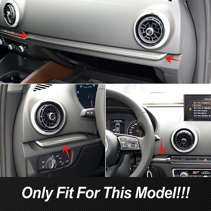 الكربون الملمس لوحة القيادة زخارف اللوحات شرائط الكسوة لأودي A3 8 فولت 2013-2020 باب السيارة غطاء الزخرفية الملحقات الداخلية #2