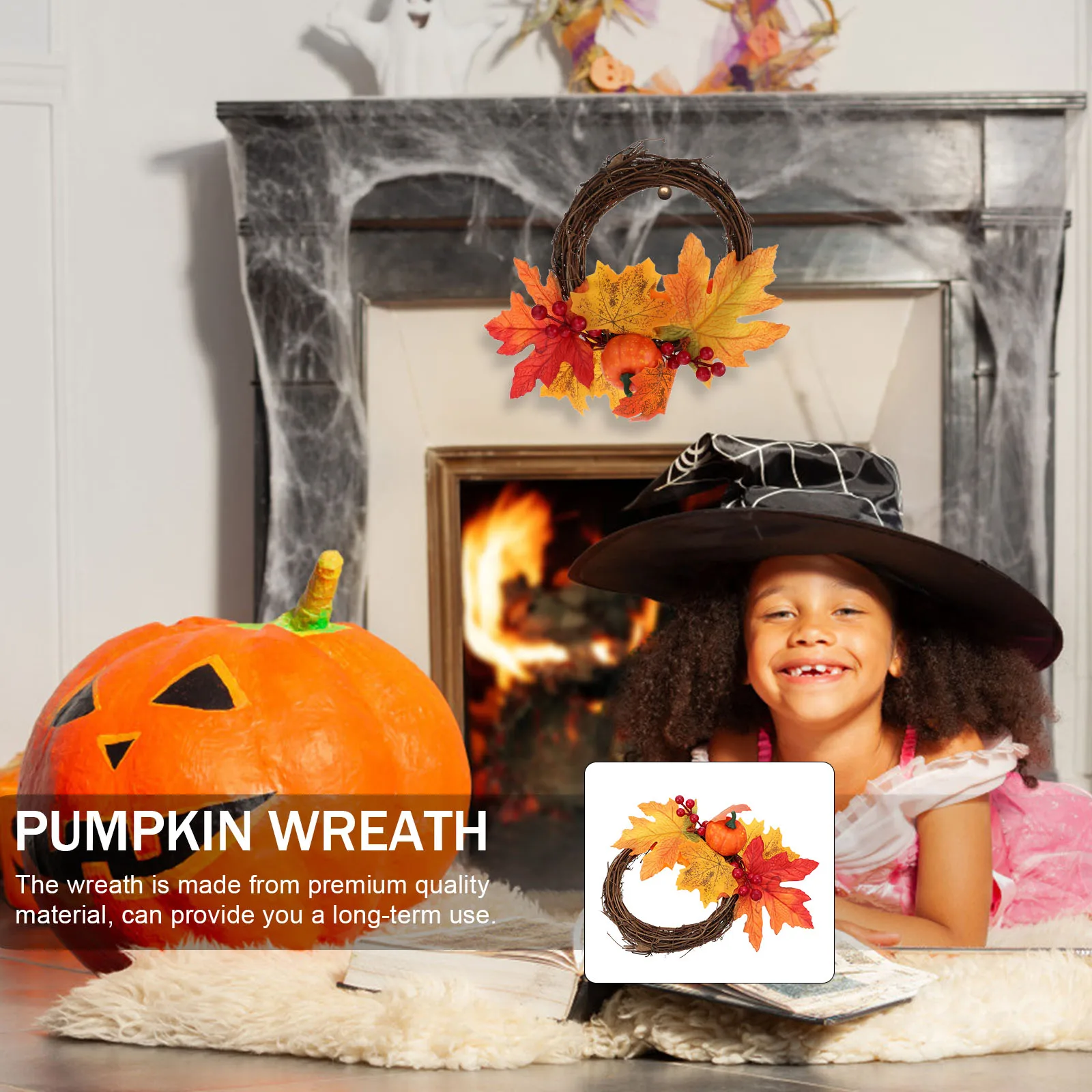 

Garland Decoration Pumpkin Halloween Maple Leaf Wreath Thanksgiving Simulated Fall