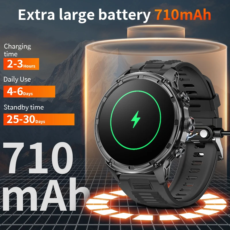 LIGE Smart Watch Men 710mAh Large Battery LED Flashlight Watches Bluetooth Call Military Sport Smartwatch For Xiaomi Android IOS