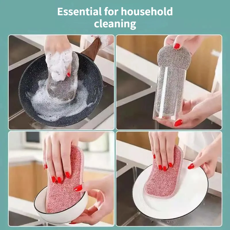 8-shaped Sponge Wipe Double sided Sponge Dishwashing and Pot Brushing Magic Tool Strong Decontamination and Cleaning Cloth