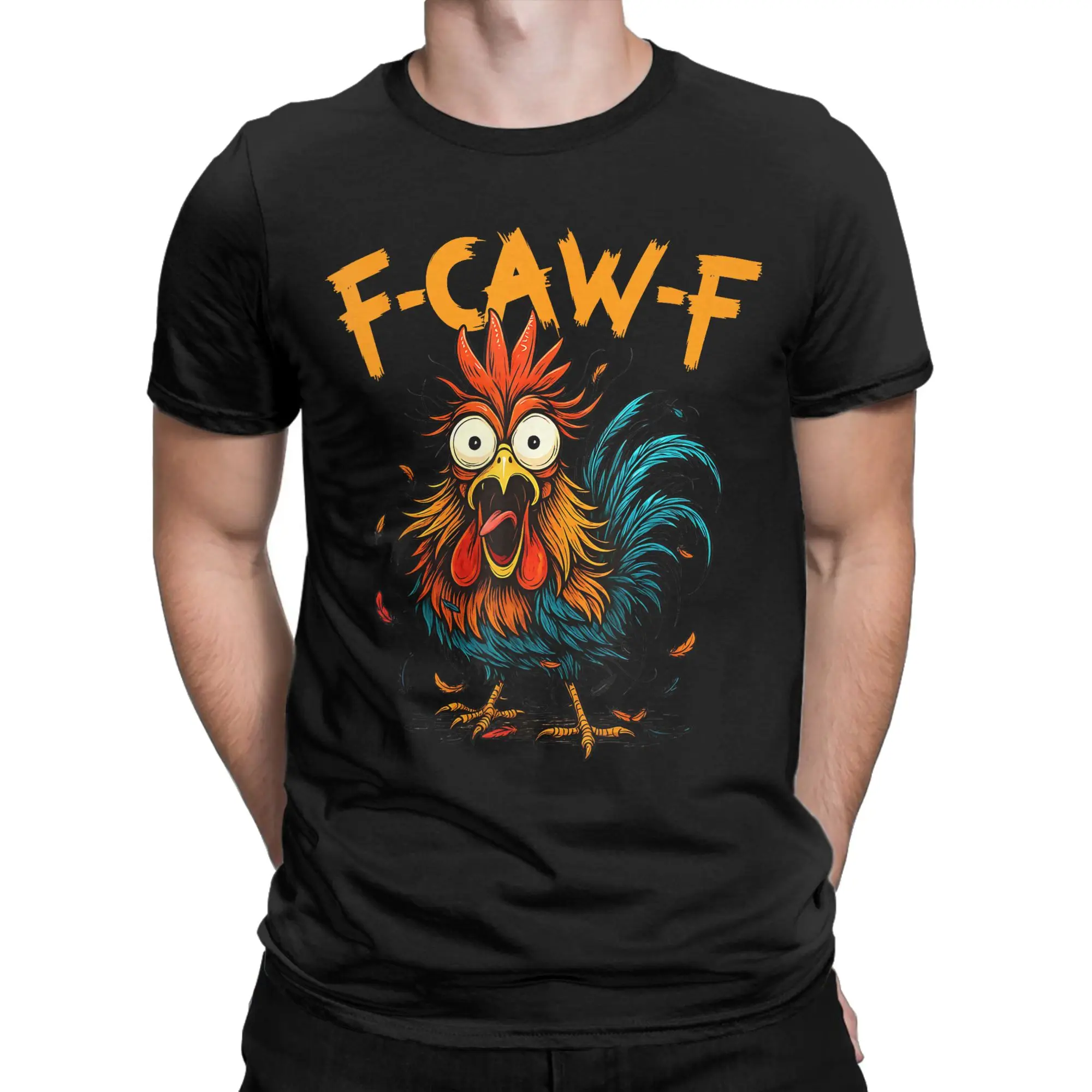 

F Caw F Rooster Funny Bird Fcawf Chicken T-Shirt Summer T-Shirts Pure Cotton Tee Shirt For Men Short Sleeve Casual Top Tees