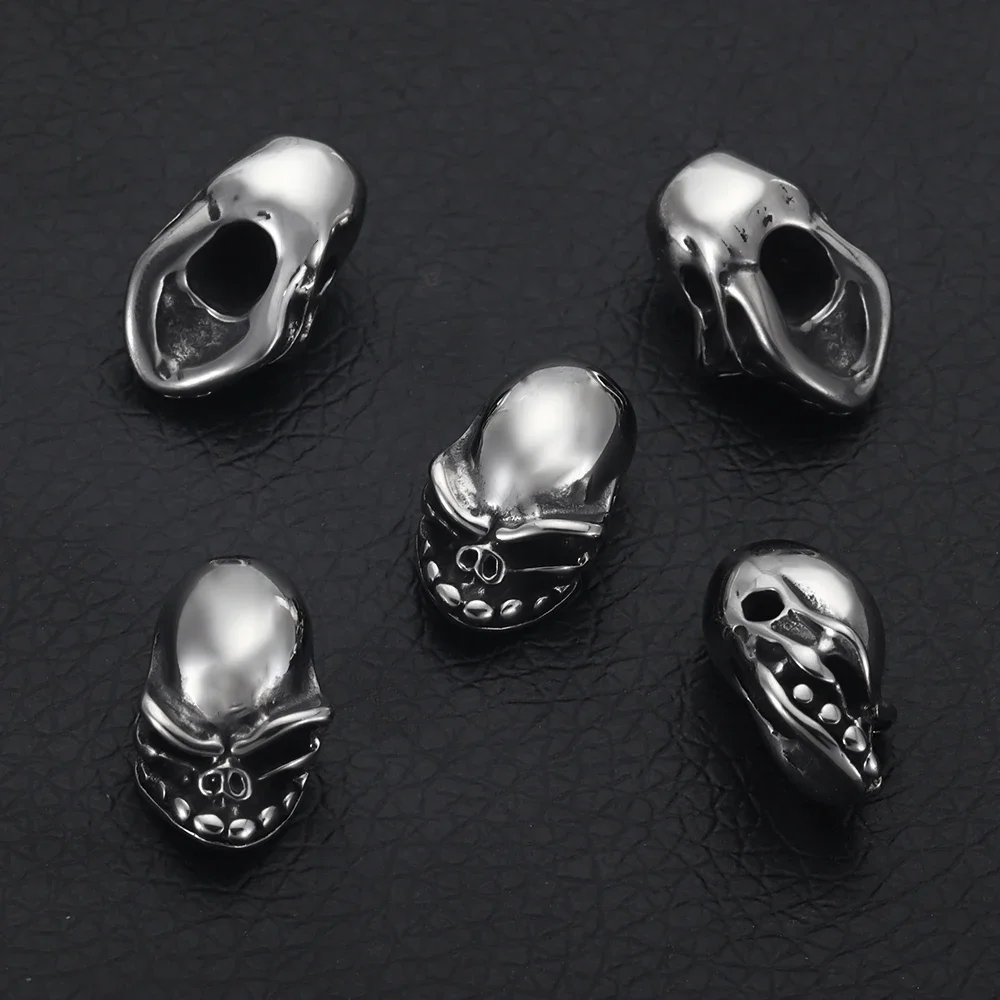 Stainless Steel Skull Bead Spacer Polished 2mm Hole Beads Metal Charms DIY Bracelet Jewelry Making Accessories