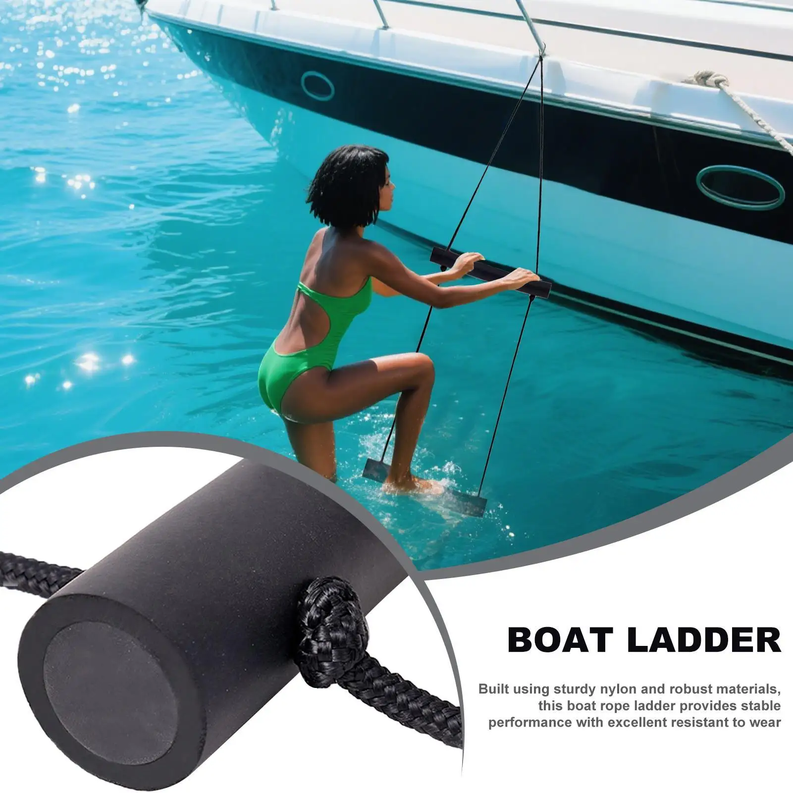 ロープはしごボート用滑り止め搭乗はしごポータブル高強度水機器搭乗支援ツールヨットカヤック用