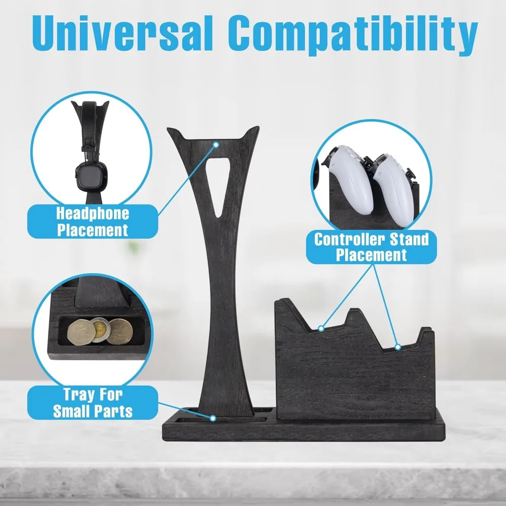 هدية ألعاب للرجال المراهقين منظم وحدة التحكم الخشبية مع حامل سماعة الرأس وحامل وحدة التحكم في الألعاب - فكرة هدية فريدة من نوعها لـ hu