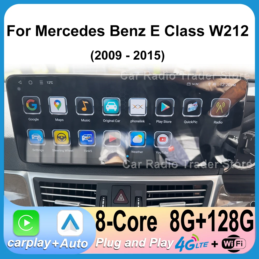 أندرويد 14 راديو السيارة الوسائط المتعددة لمرسيدس بنز E Class W212 2009 2010 2011 2012 2013 2014 2015 اليد اليمنى Drvie الملاحة GPS WIFI CarPlay اللاسلكية