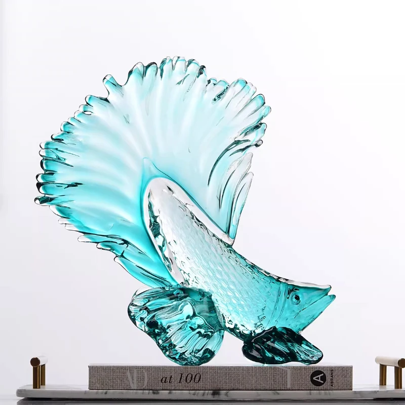 New Chinese high-end glass ornaments entrance office daily gift table ornaments