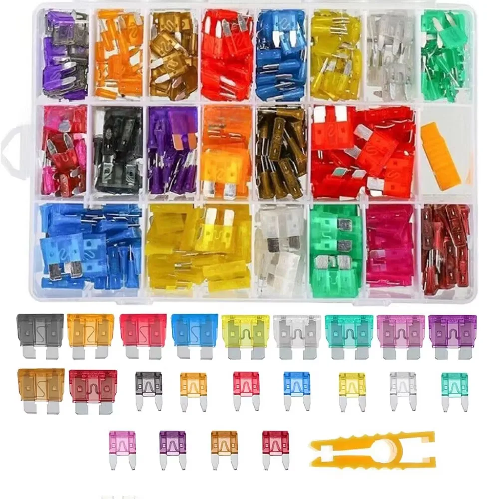 400PCS Fuse Assortment Kit, Standard & Mini Blade Fuses with Puller Tool 2A - 40A, Replacement Accessories for RV SUV Truck