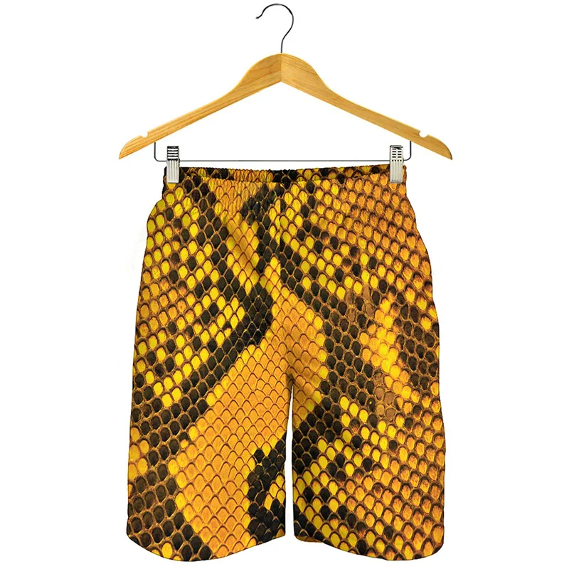 Personality Snake Skin Graphic Beach Shorts Men Summer 3d Print Swim Trunks Cool Street Short Pants Quick Dry Surf Board Shorts