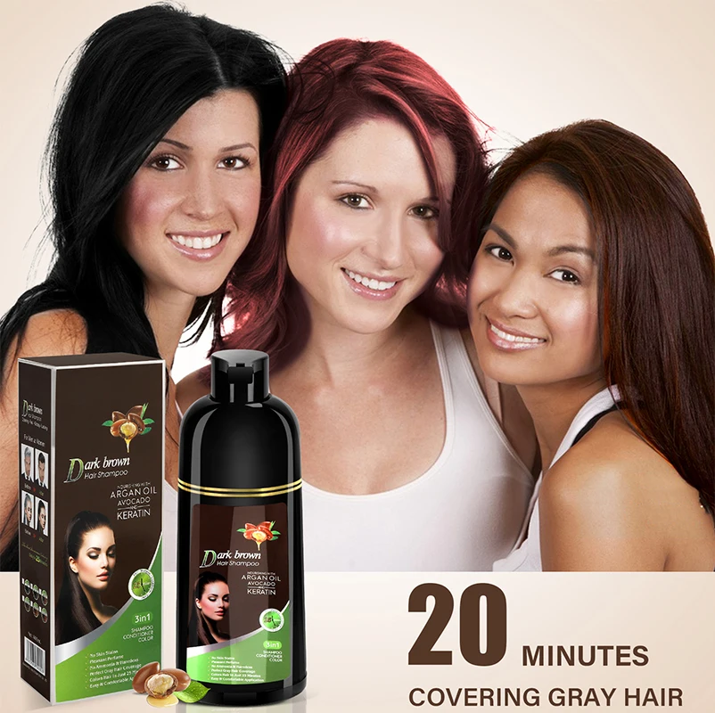 

3-In-1 Hair Dye Shampoo Can Cover Gray Hairs Nature Ingredients Contains Ginseng Extract Haircoloring Shampoo Wind Red