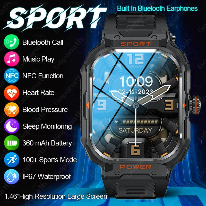 

2024 New Headset Music Smart Watch TWS 2 In 1 Wireless BT Dual Headset Call Health BloodPressure Sport Men Smartwatch For Huawei