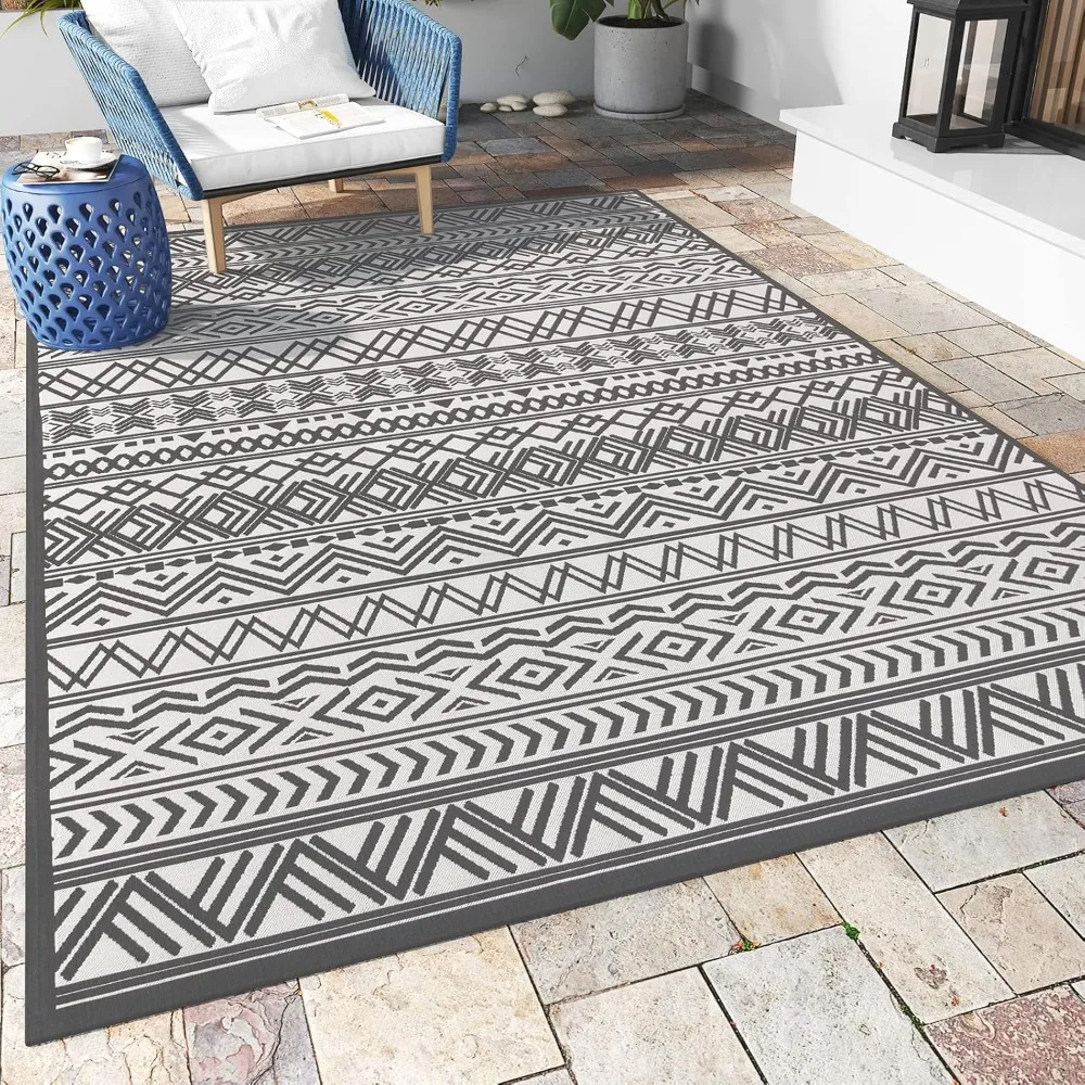 

Outdoor Rug Carpet 5x8 ft, Flatweave Textured Outdoor Patio Rug Non Slip Indoor Outdoor Rugs with Rubber Particles