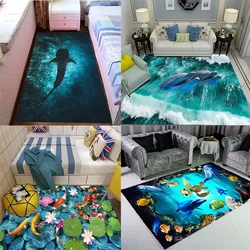 3D Ocean Rug for Living Room, Bedroom Carpet, Shark Table Carpet, Non-slip, Home, Lovely Floor Mat, Sea World, Children Rug