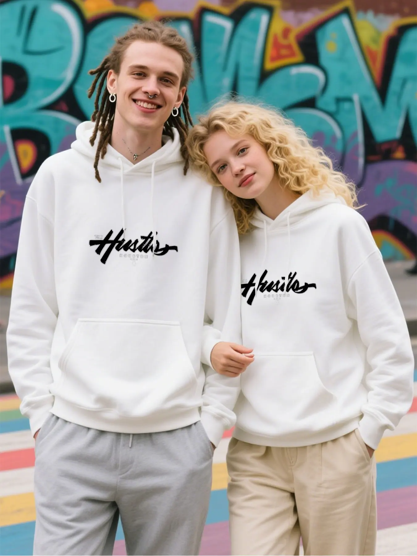 ​Men's Cotton-Blend Hoodie With The Lusiter Hustle Houston Print, Comfort Wear For Daily Activities, Fathers Day Gift​