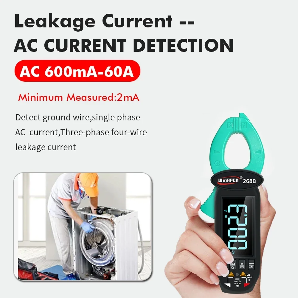 Imagem -05 - Winapex Alta Resolução Amperometric Clamp Actual Detectar Ncv Live hz Temp Teste Multímetro 268b ac dc True Rms 1ma