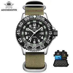 ADDIESDIVE Fashion Men Analog Quartz Watch Luxury Outdoor Sports Wristwatch Nylon Strap Waterproof 50M Men Watches Luminous Tube