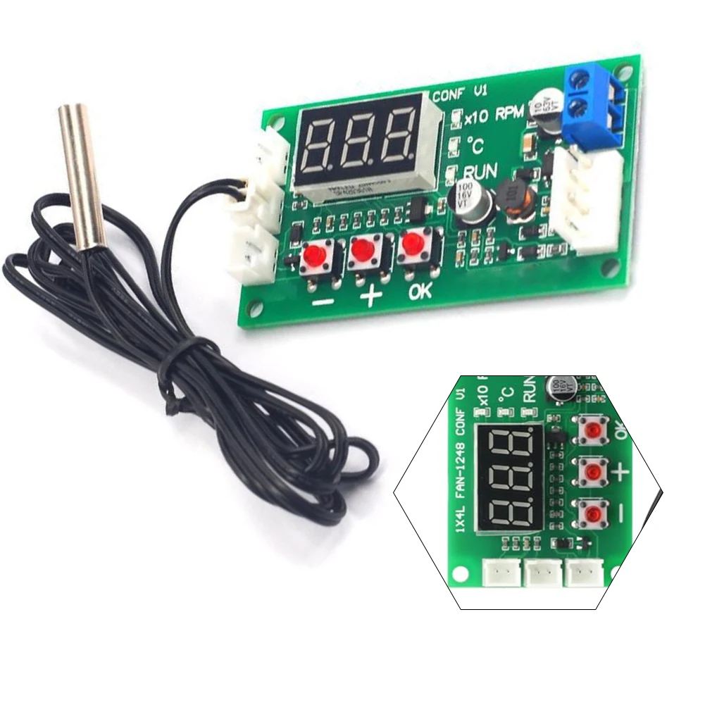 لوحدة التحكم في سرعة مروحة المحرك PWM DC1248V مع مسبار للمراوح الصناعية توفر وظائف دقيقة للتحكم في درجة الحرارة والسرعة