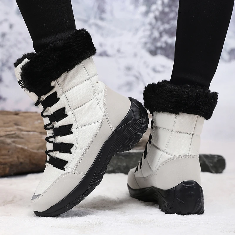 Women High-quality Cotton Shoes Winter Hiking Fashion Platform Plush Warm Snow Boots Thick Soled Anti Slip Casual Ankle Boots