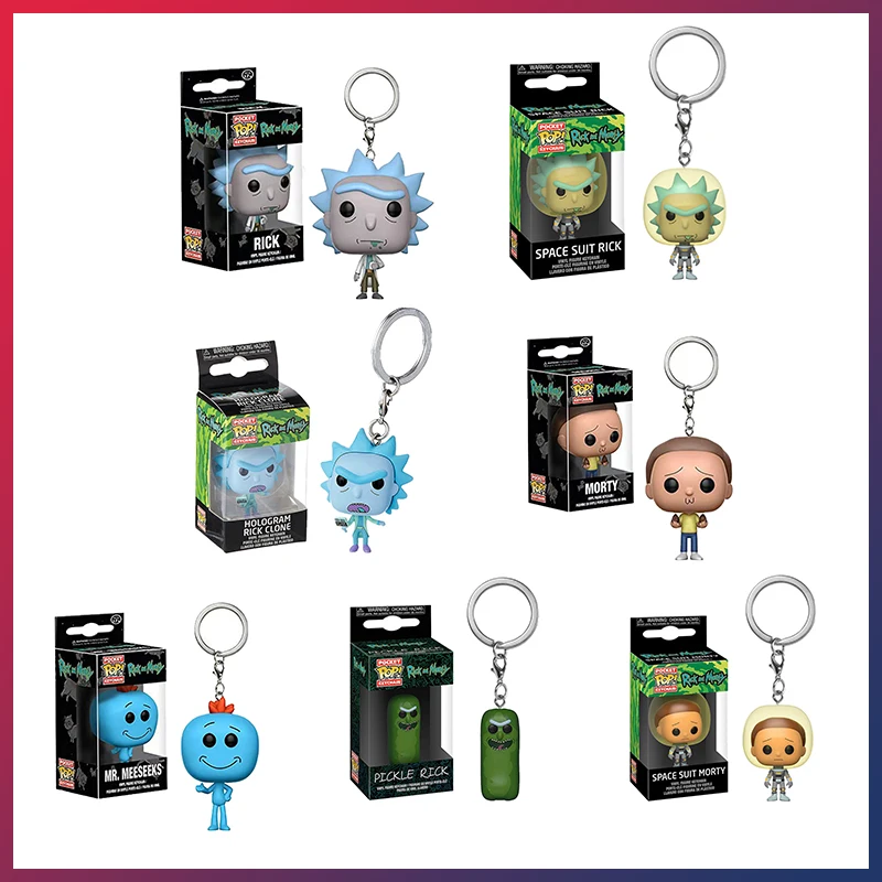 Anime Funko Pop Key Chain Rick And Morty Figure Backpack Pendant Dolls Decoration Car Key Accessory Toys Collect Model