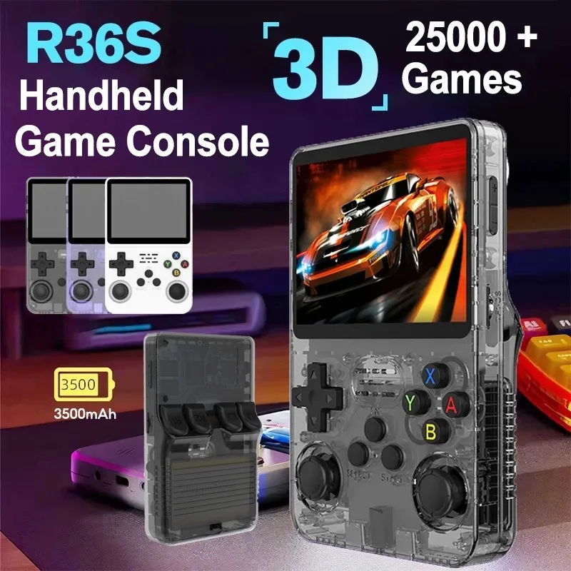 

R36S Retro Handheld Video Game Console Built-in 15000+ Games 3.5 Inch IPS Screen Portable Gaming Console Open Source Linux