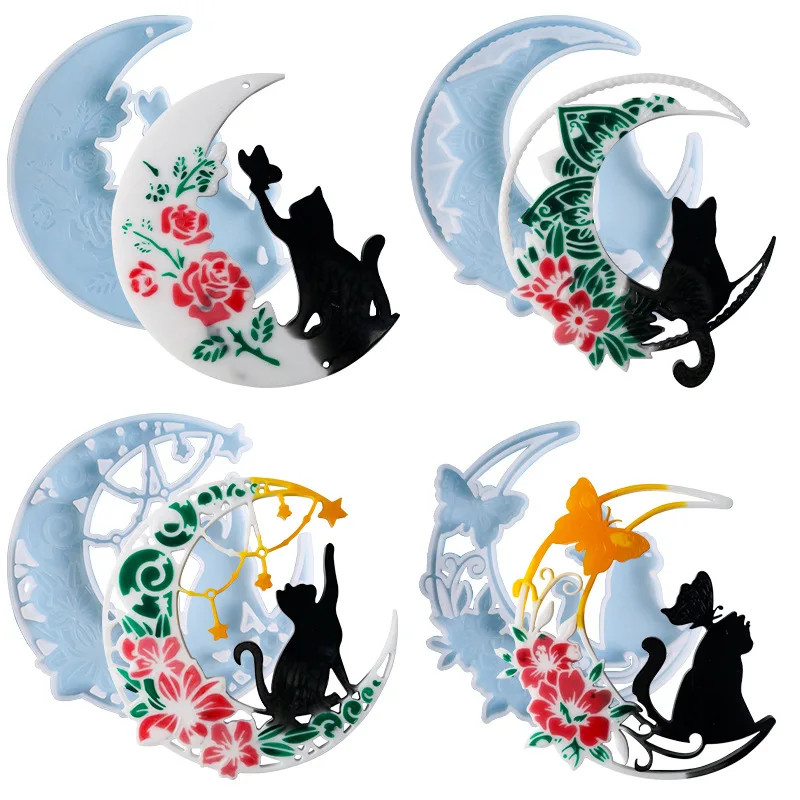 DIY Epoxy Silicone Mold Star Moon Cat Pendant Wall Hanging Decorative Silicone Mould For Resin Making Jewelry Molds