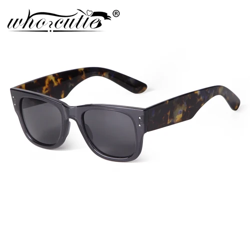 Gafas De Sol cuadradas De carey para hombre y mujer, lentes De Sol cuadradas De marca Retro, grises, gruesas, con montura grande, UV400