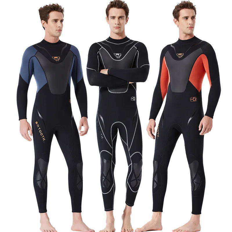 Neoprene Wetsuit for Men Full Body Bathing Suit Fishing Diving Kayaks Snorkeling Male's Divers Skin Scuba Back Zipper 3mm