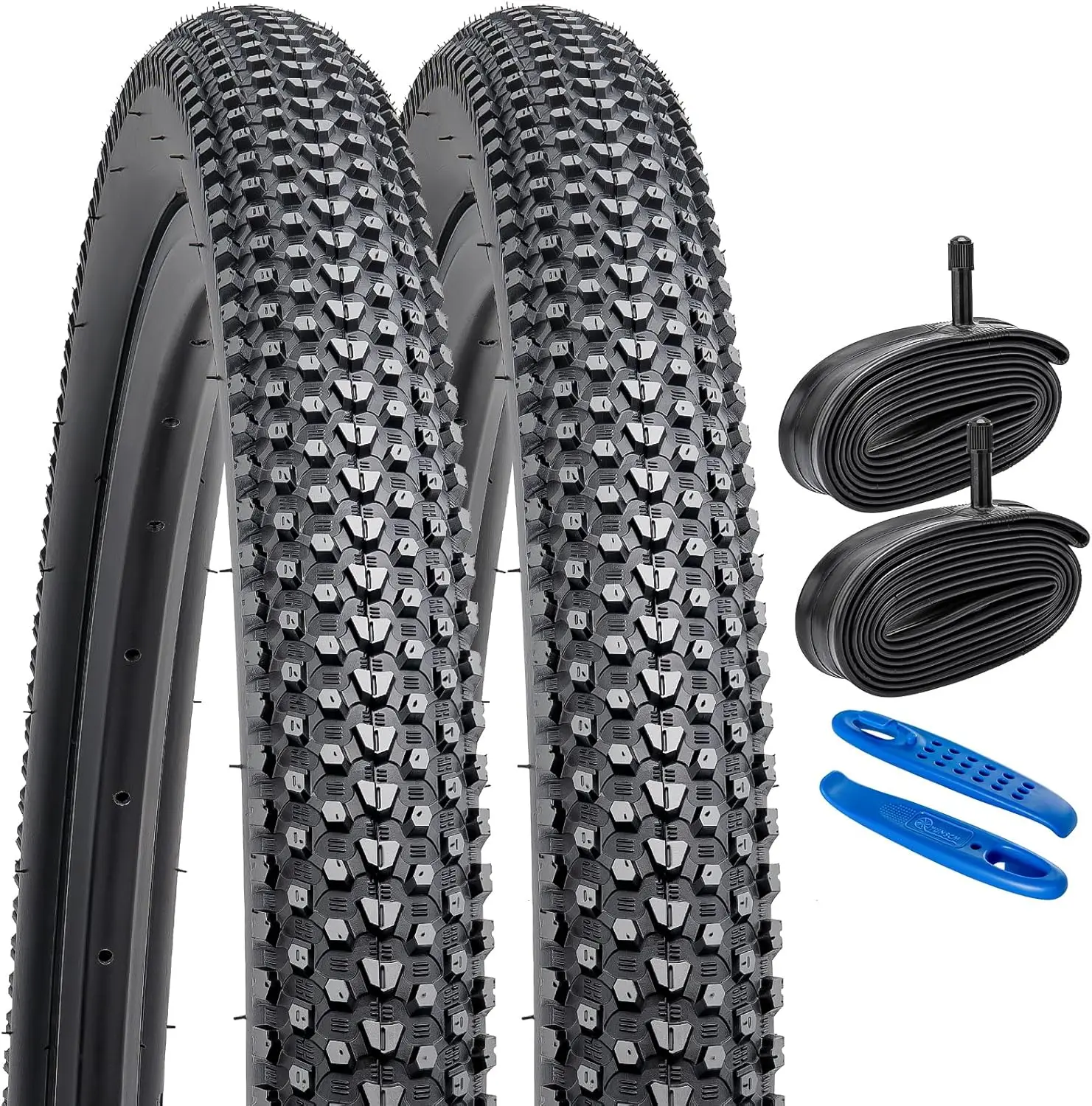 

26" Mountain Bike Tires and Tubes Set, Compatible with Off-Road Bikes 26x2.0-2.125, Schrader Valve