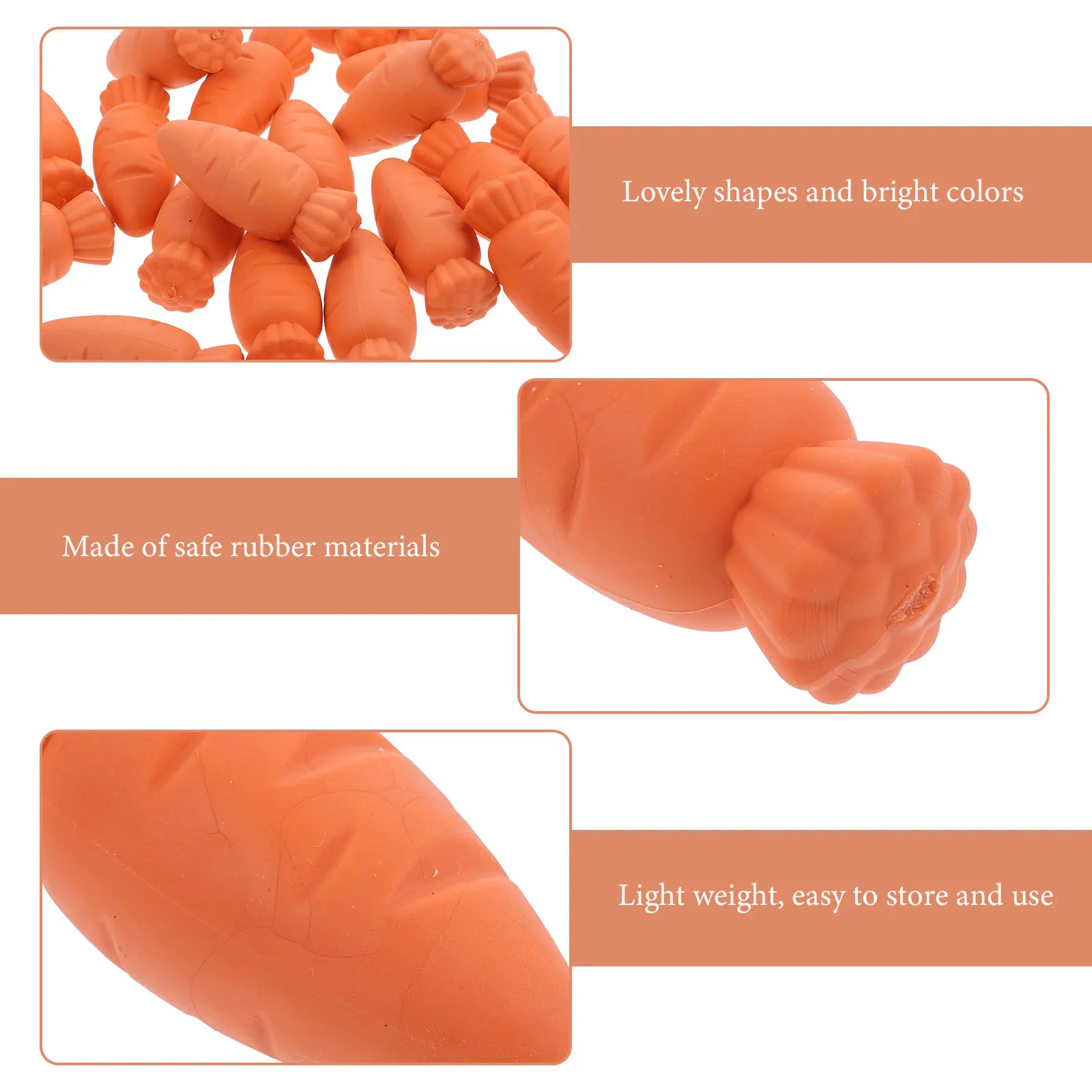 

20 Pcs Carrot Eraser Erasers for Prizes Mini Oversized Student Fruit Funny