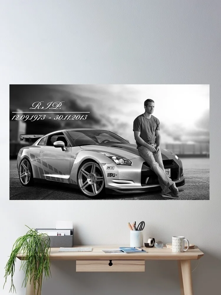 Paul Walker Car , Art Print Silk Poster Home Wall Decor